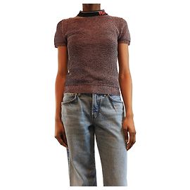 Prada Pink Lurex Strick-T-Shirt - Größe UK 8 Pink