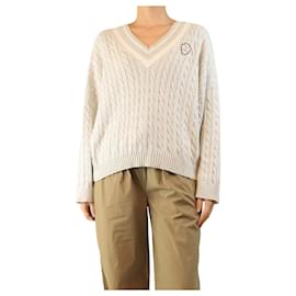 Brunello Cucinelli Grau Kabelstrickpullover - Größe S Grau