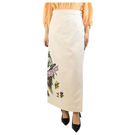 Dior Weiße Maxirock mit Blumen - Größe UK 16 Weiß