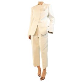 Tory Burch White double-faced jacket and trouser set - size UK 12 Other