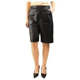Khaite Black high-waisted leather shorts - size UK 12 Black