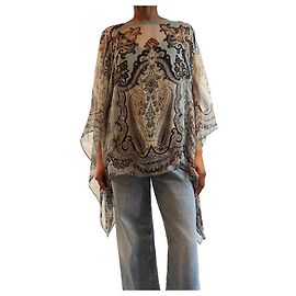 Etro Poncho in seta blu - Taglia unica Blu