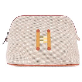 Hermès Hermes Bolide Crazy H Canvas Pouch Orange