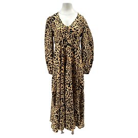 Zimmermann Vestido longo de leopardo em linho Marrom