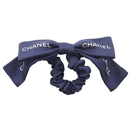Scrunchie in seta blu navy Chanel Blu navy