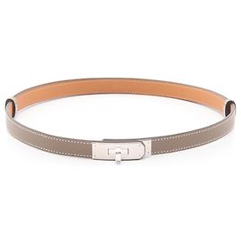 Hermès Cinto Hermes Kelly em couro Epsom cinza Marrom Prata