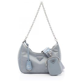 Bolsa de Ombro 2 em 1 Prada Re-Edition 2005 Azul