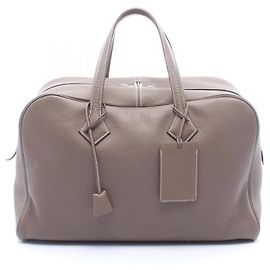 Bolso Boston Victoria 43 de Hermès Castaño Gris pardo