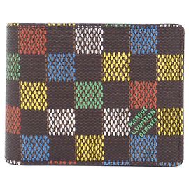 Billetera Slender Billfold Damier LV Bars de Louis Vuitton Castaño Multicolor