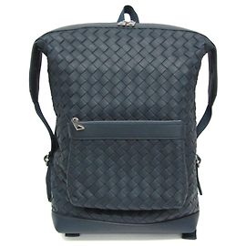 Bottega Veneta Intrecciato Men's Leather Backpack in Navy Navy blue