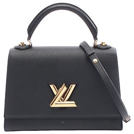 Louis Vuitton Noir Taurillon Twist Sac à Main MM Noir