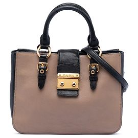 Bolsa Madras em couro de cabra bicolor marrom Miu Miu Marrom Carne