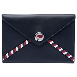 Chanel Blue Lambskin Airlines Envelope Clutch Blue Navy blue
