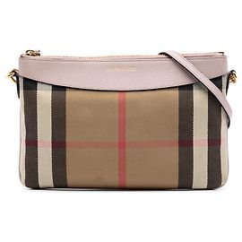 Bolsa transversal Peyton em lona xadrez marrom Burberry Marrom Castanho claro