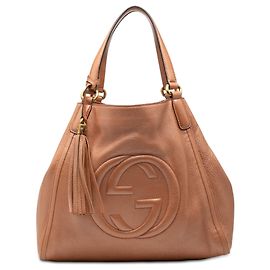 Tote de cuero marrón mediano Soho Cellarius de Gucci Castaño