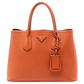 Bolsa Prada Orange Medium Saffiano Cuir Double Handle Satchel Laranja