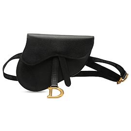 Bolso de cinturón de piel de ternera granulada negra Dior Negro