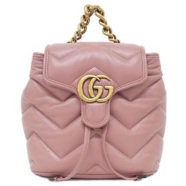 Mochila de cuero GG Marmont de Gucci Rosa