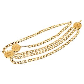 Chanel Gold Plated Triple Chain Belt Golden