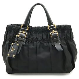 Prada Gathered Tote Bag Black