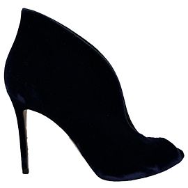 Botas ankle peep-toe Gianvito Rossi Vamp em veludo azul marinho Azul Azul marinho