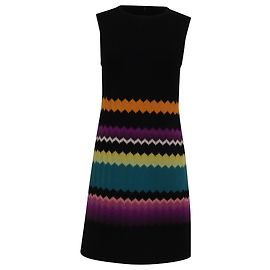 Vestido Mini com Padrão Zig-Zag Missoni em Viscose Multicolorida Multicor