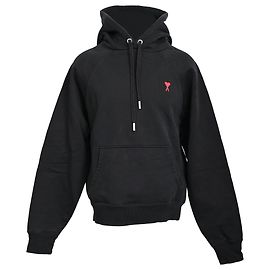 Sudadera de algodón negro con pequeño logo Ami Paris Ami De Coeur Negro