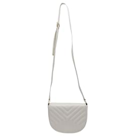 Yves Saint Laurent Sac à épaule matelassé Joan de Saint Laurent en cuir de veau blanc Bleu Bleu Marine