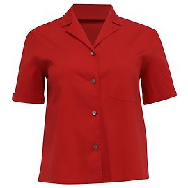 Theory Button-Down Camp Shirt aus roter Baumwolle Rot