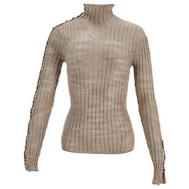 Pull à col roulé en tricot côtelé Acne Studios en lin beige Beige