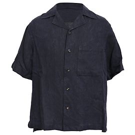 Loro Piana Button-Down Hemd aus marineblauem Leinen Blau Marineblau