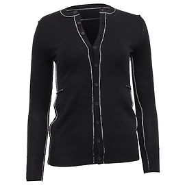 Maison Martin Margiela Schwarzer Wollcardigan mit Kontrastnähten von MM6 Maison Margiela Schwarz
