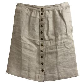 Apc  A.P.C. Button-Down Mini A-Line Skirt in Beige Linen Beige