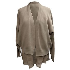 Cardigan superposé en coton beige Brunello Cucinelli Beige