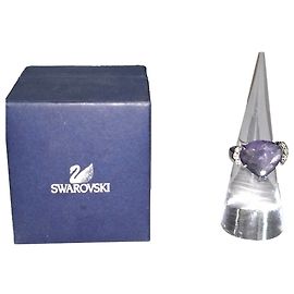 Anel em metal ródio roxo com cristais Swarovski Roxo