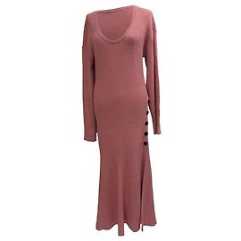 Self portrait Vestido midi de malha rosa com decote em U da Self-Portrait Rosa