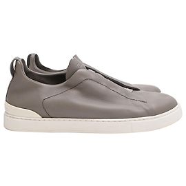 Ermenegildo Zegna Tênis Zegna Triple Stitch Secondskin em couro de bezerro cinza Cinza
