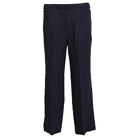 Loro Piana Hose aus marineblauem Leinen mit elastischem Bund Blau Marineblau