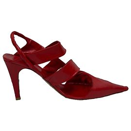 Rote Leder Slingback-Pumps mit spitzem Zehen von Bottega Veneta Rot