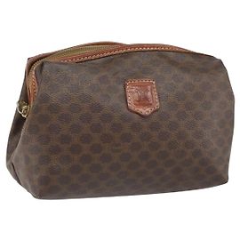 Céline Pochette en toile et cuir Macadam de Celine Marron