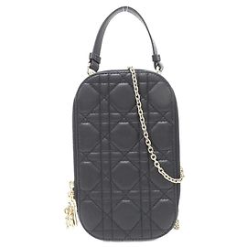 Christian Dior Lady Dior Lambskin Phone Holder Black