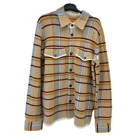 Autre Marque Camicia gialla e blu in cashmere Giallo
