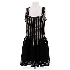 Alaïa Abito nero e bianco in lana Nero