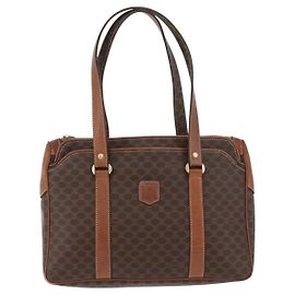 Céline Bolsa de mão vintage Macadam em lona e couro Celine Marrom