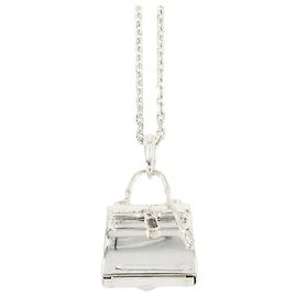 Hermès Pendentif Collier Hermes Kelly SV 925 Argent Argenté
