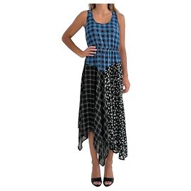 Michael Kors asymmetrisches Patchwork Kleid ärmellos Mehrfarben