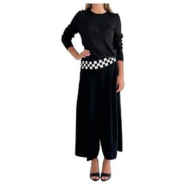 Comme Des Garcons Schwarzer Pullover mit Schwarz-Weißem Karomuster Schwarz Weiß