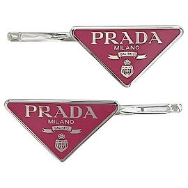 Set di fermagli per capelli Prada rosa e argento Argento Rosa