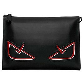 Fendi Black Leather Clutch Bag Black