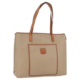 Céline Bolsa tote Macadam vintage Celine em lona e couro Bege